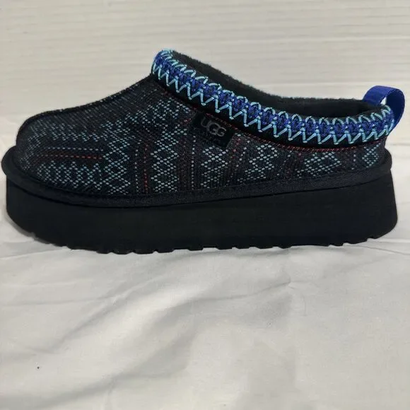 Ugg Tazz Maxi Tasman Slippers Women's 8 Black & Blue Shearling Platform Fleece - Picture 10 of 16